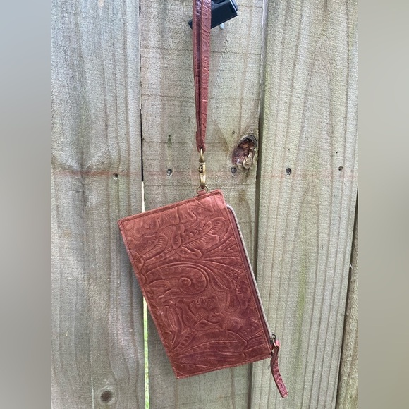 American Leather Co. Embossed Leather Wristlet​​ - Picture 1 of 4